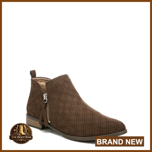 Faux Suede Ankle Booties with Zip Closure and Recycled Materials